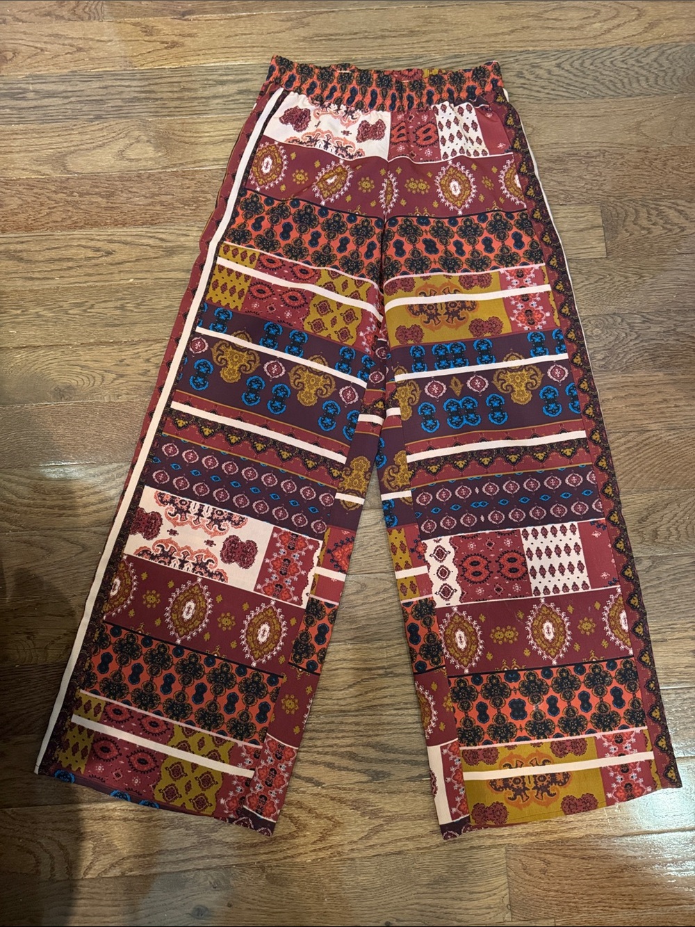 Lord & Taylor bohemian flowy elastic waist palazzo pants XS
